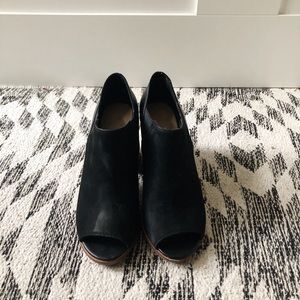 ALDO black suede block heels
